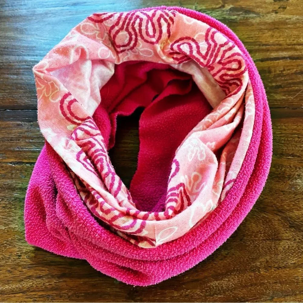 Little Girls Pink Infinity Scarf Snowflakes